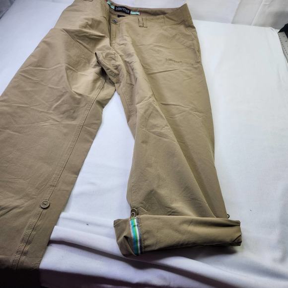 Marmot Pants Zip Pockets Foldable Hem Zip Fly Button Closure Brown Size 14 - Picture 4 of 9